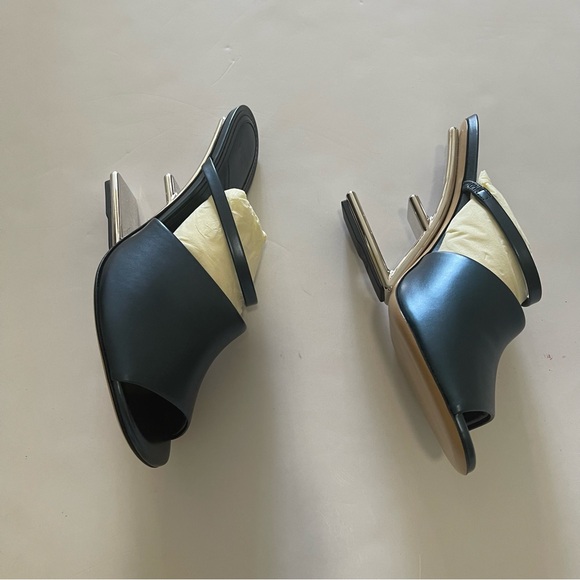 Fendi First Metallic F-Heel Mule Sandals - Picture 9 of 15